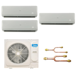 Sistema Mini VRF Midea 48000 BTU con 2 Evaporadoras de 12000 BTU y 1 de 24000 BTU